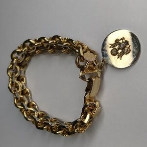 Vintage 40s Men's WWll Bracelet American Eagle War Medal Chunky Gold Filled